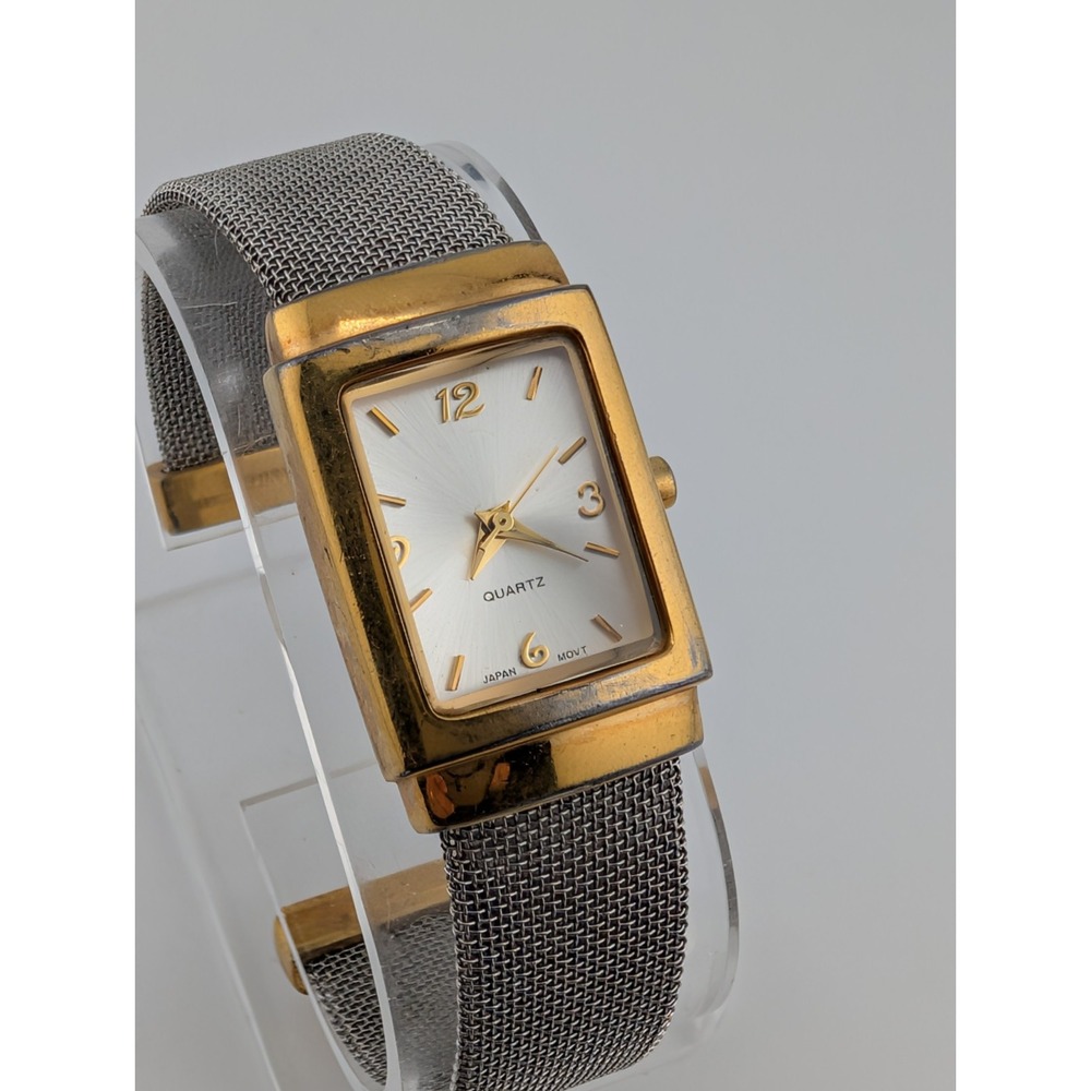 Vintage Avon Women's Watch 21mm Case Silver Mesh Metal Bangle Band- New Battery